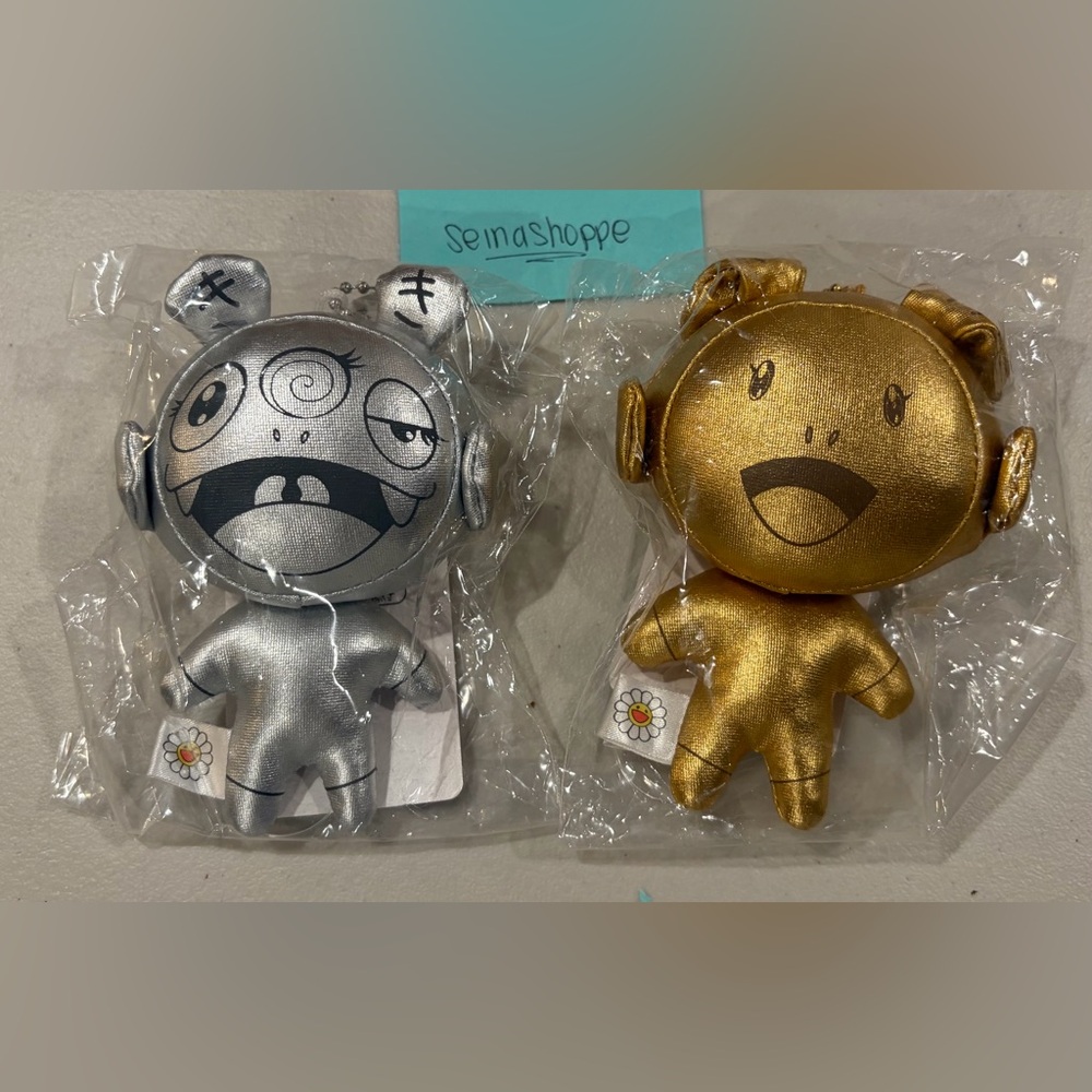 Takashi Murakami - Metallic KaiKai KiKi Mini Plush Set - Gold & Silver NWT